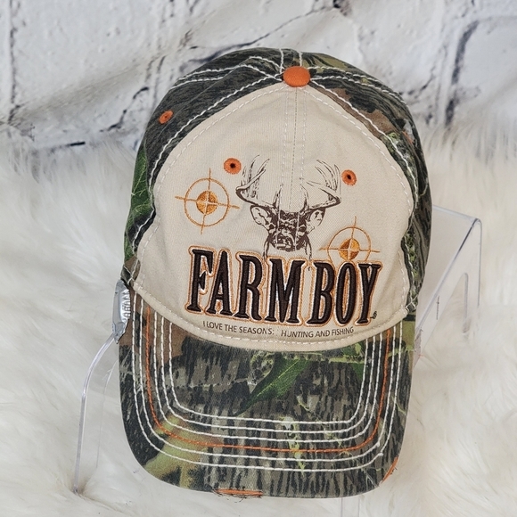 Farm Boy Other - FARM Boy Slightly Distressed Camo Hat Adjustable One Size Hunting Fishing Cap